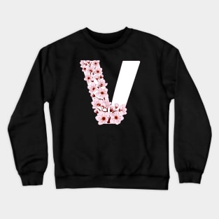 Colorful capital letter V patterned with sakura twig Crewneck Sweatshirt